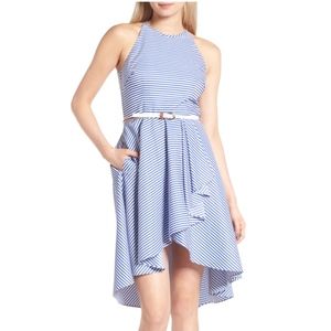 Eliza J / striped dress with leather belt